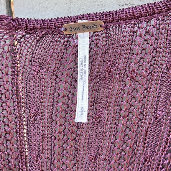 Free People Miranda Mini  Sweater Dress Very Light Open Knit Burgundy Sz Small - Picture 6 of 10